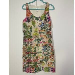 Suzi Chin for Maggy Boutique silk dress women’s 8 tiered multicolor knee length